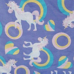 Purple Unicorn Rainbow Pony Fabric Rare 1/2 YD